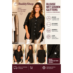 Dames Blouse met Gouden Glitters – Zwart