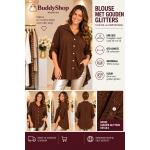 Dames Blouse met Gouden Glitters – Bruin
