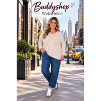 Soft top v-hals "New York" - one size (40-48) - beige