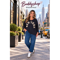 Soft top v-hals "New York" - one size (40-48) - donker blauw