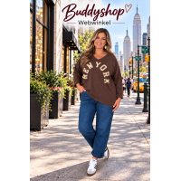 Soft top v-hals "New York" - one size (40-48) - bruin