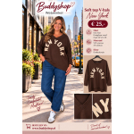 Soft top v-hals "New York" - one size (40-48) - bruin