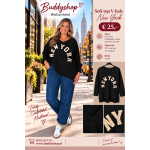 Soft top v-hals "New York" - one size (40-48) - zwart