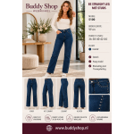 Dames Wide Leg Jeans met studs – Donkerblauw