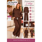 Dames Tweedelige Comfy Set – Comfortabel Huispak – Bruin