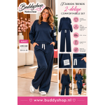 Dames Tweedelige Comfy Set – comfortabel huispak – donkerblauw