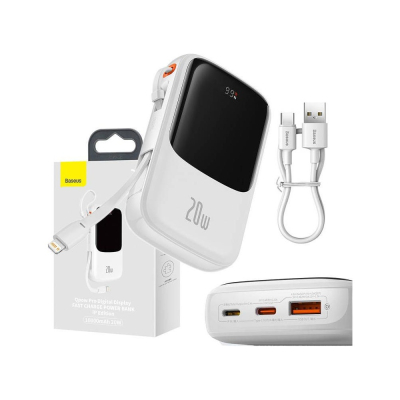 Baseus Q Power Pro Digital Display Fast Charging Power Bank 10000mAh 20W IP Version White