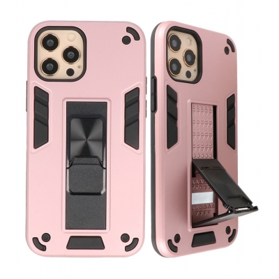Iphone 12 - 12 Pro Stand Hardcase Back Cover Color Roze