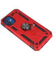 Iphone 12 Mini Pantser Hoesje met Ring Houder Rood