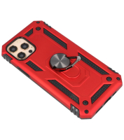 Iphone 12 Pro Max Pantser Hoesje met Ring Houder Rood