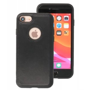 Iphone 7/8/SE2020/SE2022 Leer Hoesje BackCover Zwart