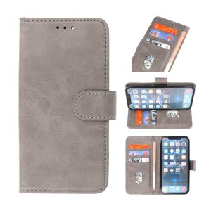 Iphone 14 Hoesje Bookstyle Wallet Cases Grijs