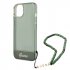 iPhone 14 Hardcase Backcover Doorzichtig met koord Guess Groen