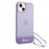 iPhone 14 Hardcase Backcover Doorzichtig met koord Guess Paars