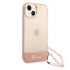 iPhone 14 Hardcase Backcover Doorzichtig met koord Guess Roze