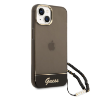 iPhone 14 Hardcase Backcover Doorzichtig met koord Guess Zwart
