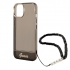 iPhone 14 Hardcase Backcover Doorzichtig met koord Guess Zwart