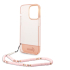 iPhone 14 Pro Hardcase Backcover Doorzichtig met koord Guess Roze