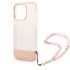 iPhone 14 Pro Hardcase Backcover Doorzichtig met koord Guess Roze