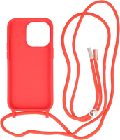 Iphone 14 Pro TPU Hoesje Back Cover Met Koord Color Rood