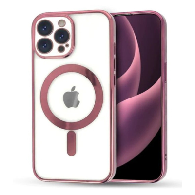 iPhone 14 hoesje magsafe roze transparant