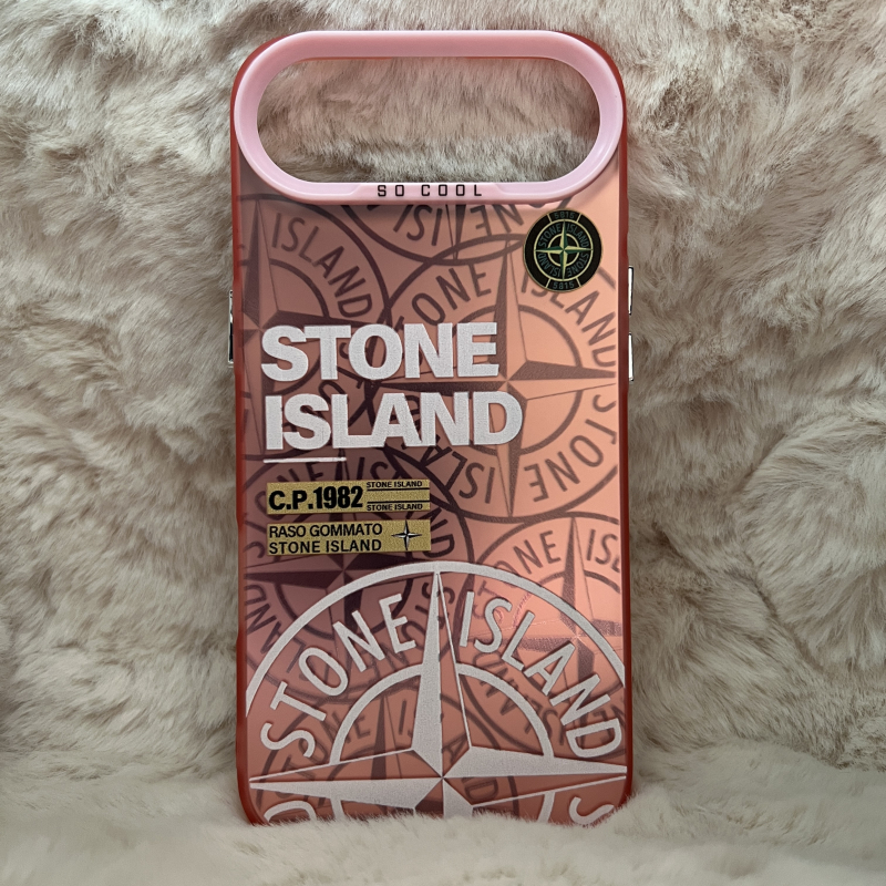 Trendy Stone Island iPhone 17 Air hoesje Hoogwaardige Roze kleur