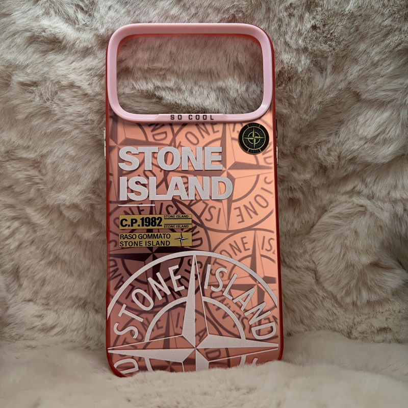 Trendy Stone Island iPhone 17 Pro Max hoesje Hoogwaardige Roze kleur