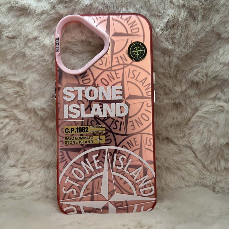 Trendy Stone Island iPhone 17 hoesje Hoogwaardige Roze kleur