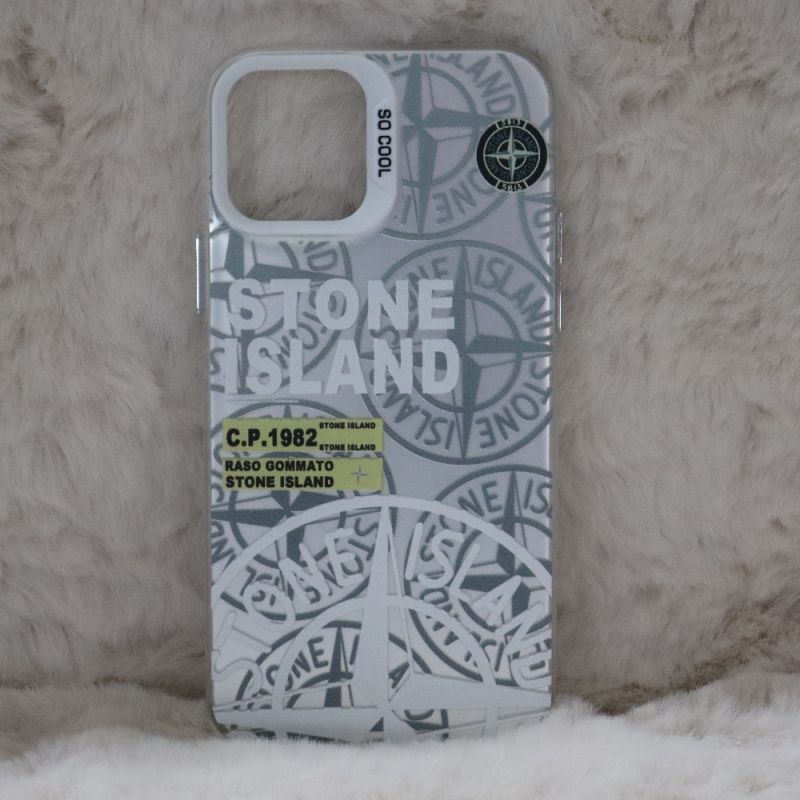 Trendy Stone Island iPhone 12-12 Pro hoesje Hoogwaardige Zilver kleur