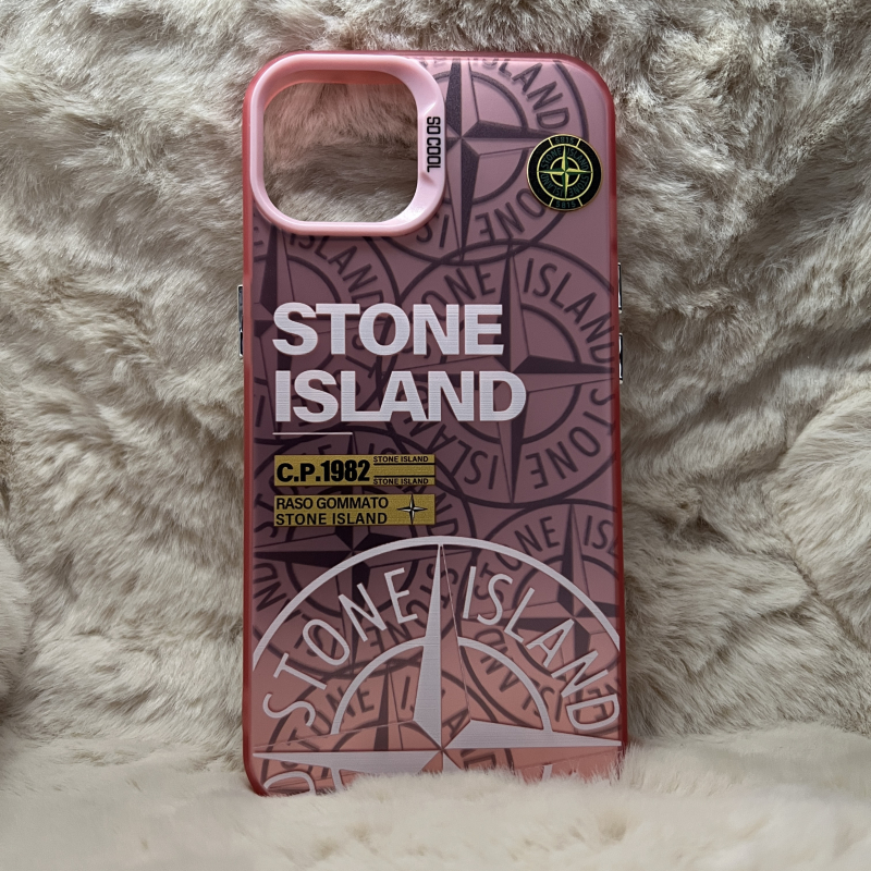 Trendy Stone Island iPhone 13 hoesje Hoogwaardige Roze kleur