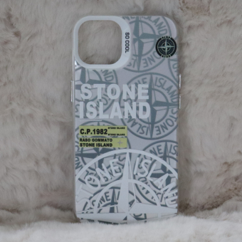 Trendy Stone Island Iphone 14 Back Case High End Silver Color