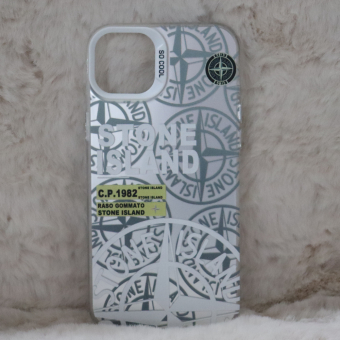 Trendy Stone Island iPhone 14 Plus hoesje Hoogwaardige Zilver kleur