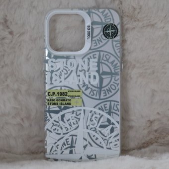 Trendy Stone Island iPhone 14 Pro Max hoesje Hoogwaardige Zilver kleur