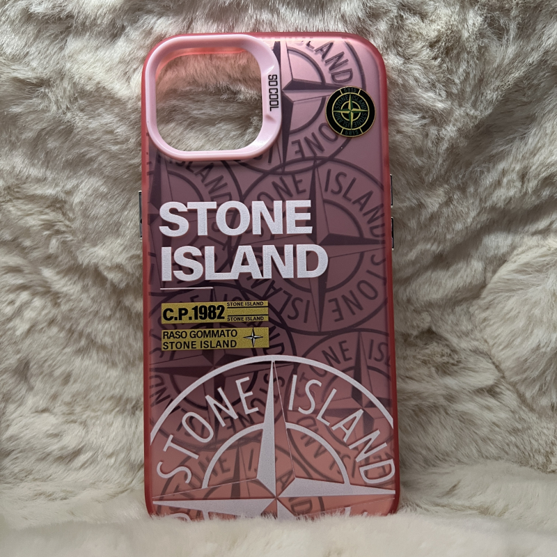 Trendy Stone Island iPhone 15 hoesje Hoogwaardige Roze kleur