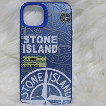 Trendy Stone Island iPhone 15 Plus hoesje Hoogwaardige Blauw kleur