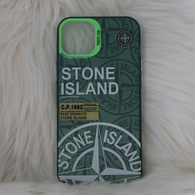 Trendy Stone Island iPhone 15 Plus hoesje Hoogwaardige Groen kleur