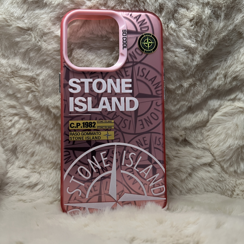 Trendy Stone Island iPhone 15 Pro hoesje Hoogwaardige Roze kleur