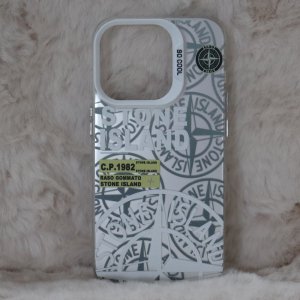 Trendy Stone Island Iphone 15 Pro Back Case High End Silver Color