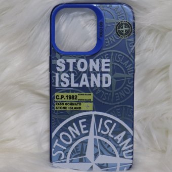 Trendy Stone Island Iphone 15 Pro Max Back Case High End Blue Color