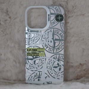 Trendy Stone Island iPhone 15 Pro Max hoesje Hoogwaardige Zilver kleur