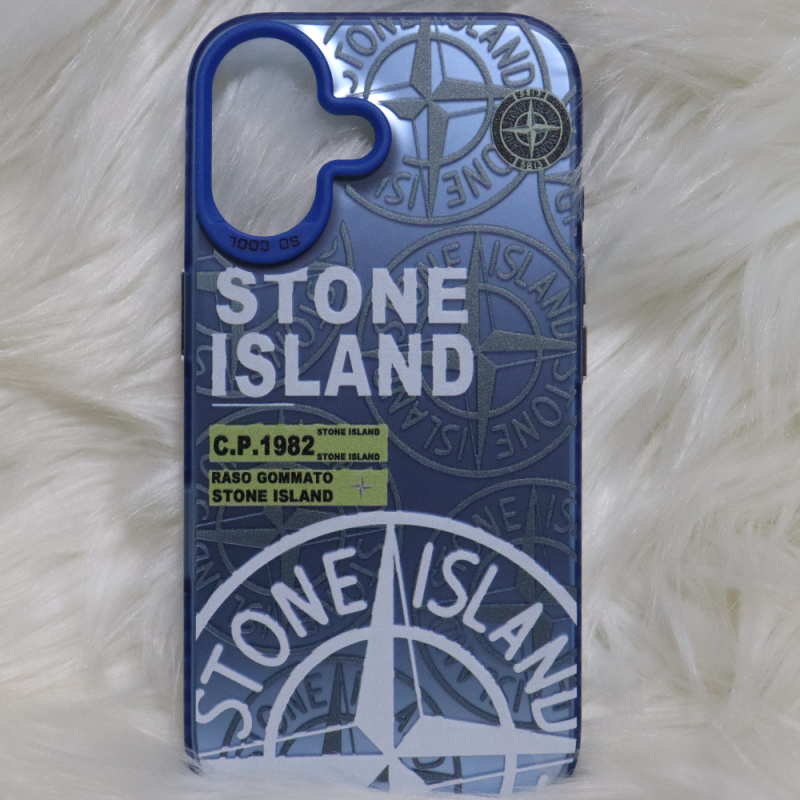 Trendy Stone Island iPhone 16 Plus hoesje Hoogwaardige Blauw kleur
