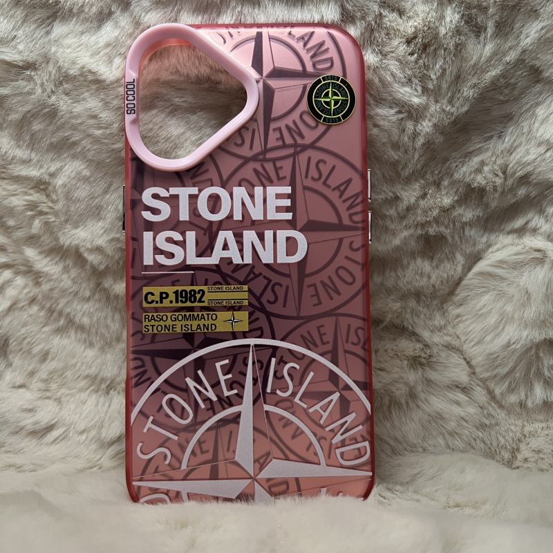 Trendy Stone Island iPhone 16 hoesje Hoogwaardige Roze kleur