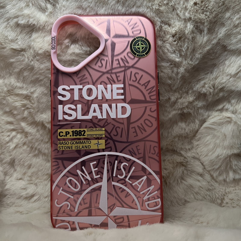 Trendy Stone Island iPhone 16 Plus hoesje Hoogwaardige Roze kleur