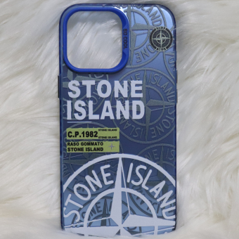 Trendy Stone Island iPhone 16 Pro Max hoesje Hoogwaardige Blauw kleur