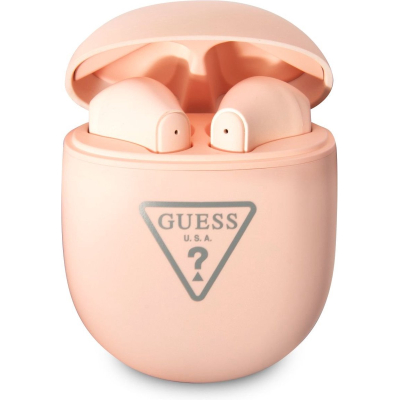 Guess Bluetooth Earbuds TWS Triangle Logo Roze
