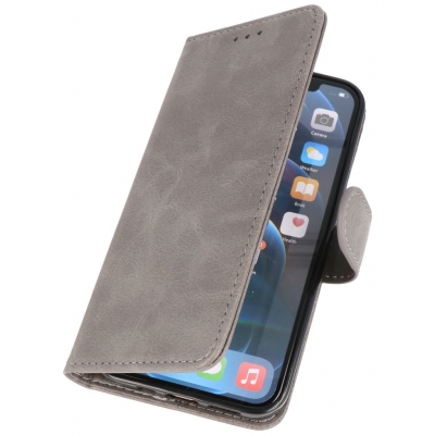 Iphone 12 - 12 Pro Hoesje Bookstyle Wallet Cases Grijs