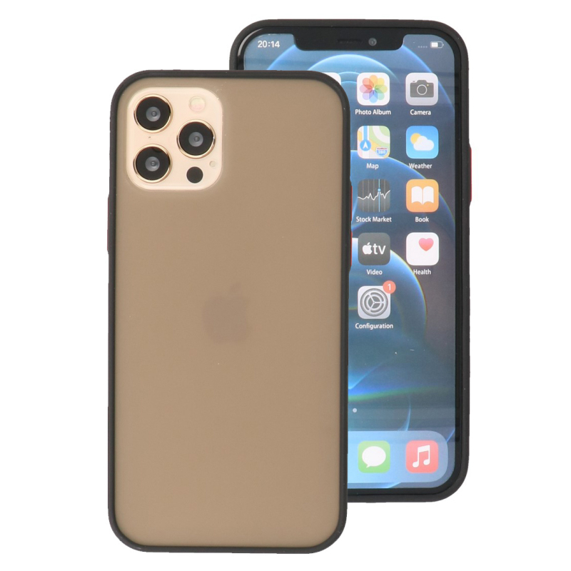 Iphone 12 - 12 Pro Hoesje Hard Case Color Zwart