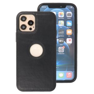 Iphone 12&12 Pro Design Leer Hoesje BackCover Zwart