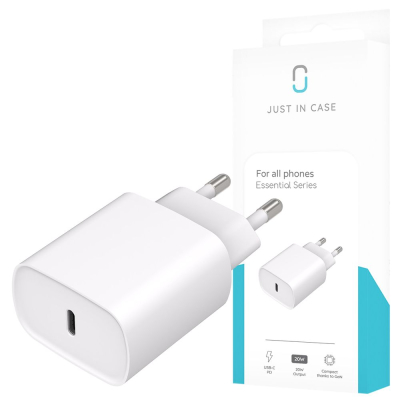 Just in Case Essential 20W USB-C PD Adapter White