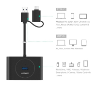 UGREEN USB 3.0 + USB-C 3.1 HUB 4-POORTEN